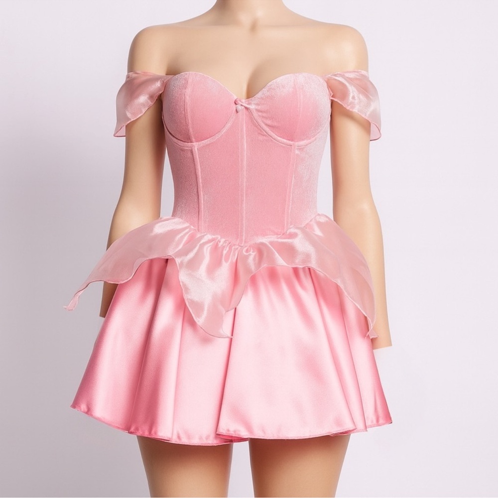 Dolls Kill Pink Off-Shoulder Mini Dress